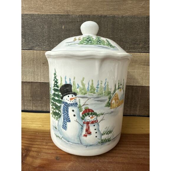 Snowman Maxcera Holiday Christmas Cookie Jar Ceramic - Picture 1 of 8